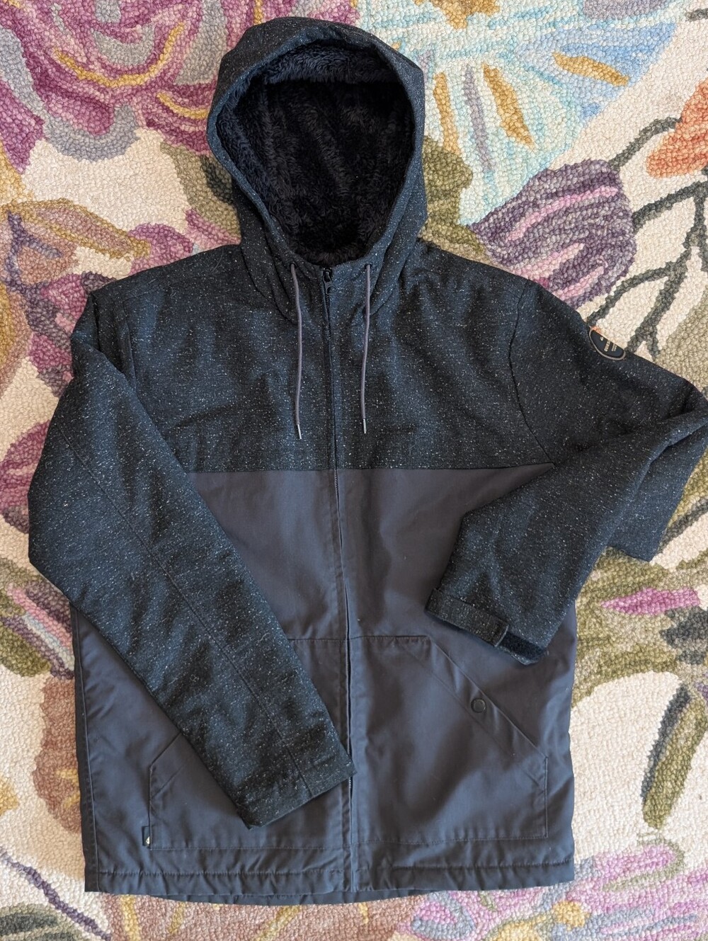 Quiksilver Men's Black Two-Tone Hooded Performance Jacket